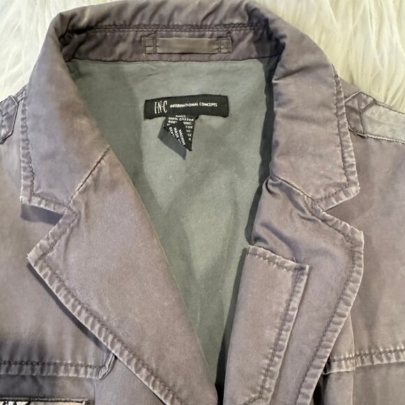 INC International Concepts Utility Jacket XL Gray Military Style, Patch Detail - Picture 3 of 10
